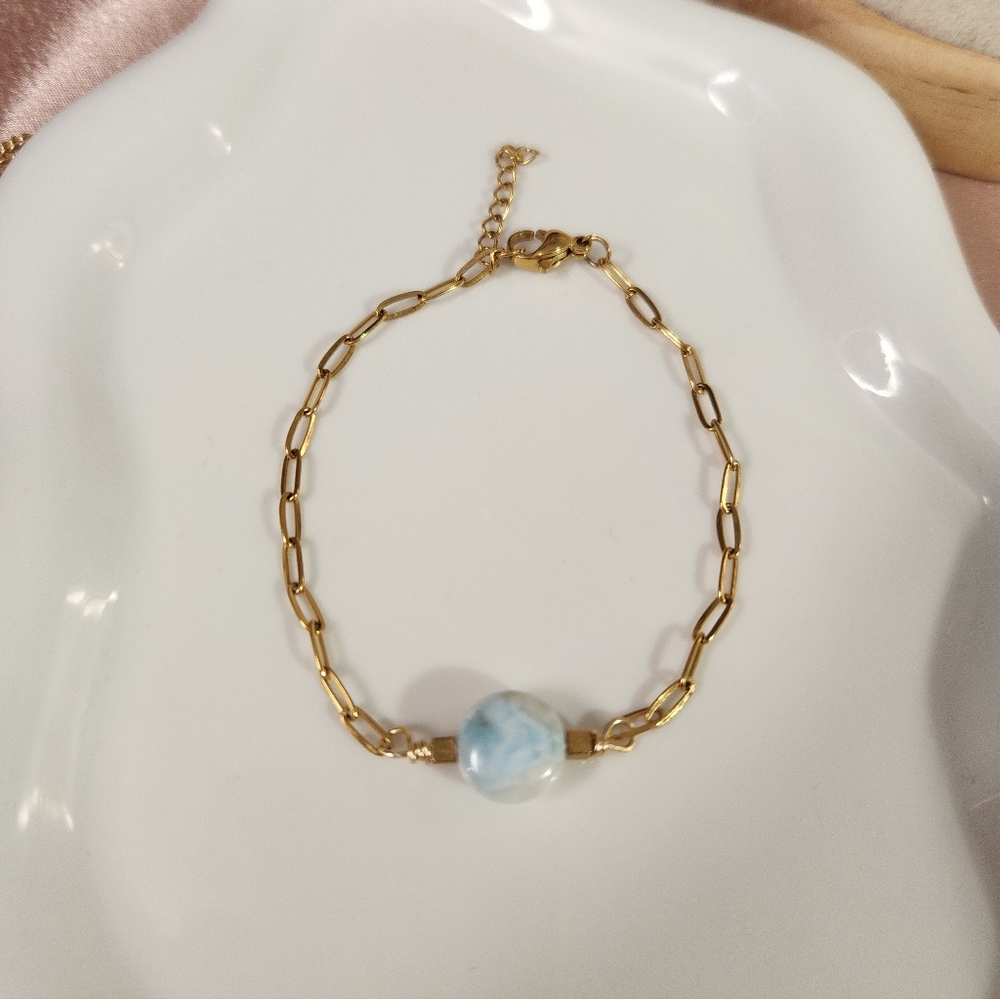 Handmade Dainty  Larimar Bracelet